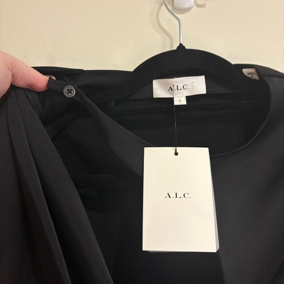 A.L.C. NWT Black Cutout Satin-Crepe Maxi Dress size 4 - Picture 6 of 10